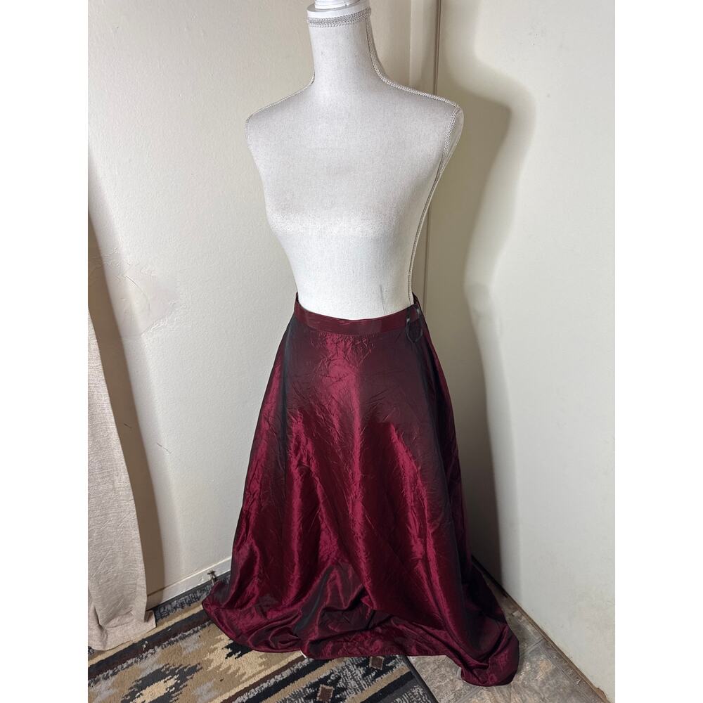 VTG Jessica McClintock Burgundy Taffeta Maxi Skirt Y2K Prom Dark Romance Sz10 - Picture 2 of 7
